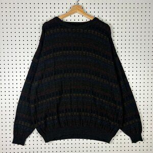 Fenzia Multicolor Hip Hop Knit Sweater XXL Grandpa 90s Acrylic Chunky Black